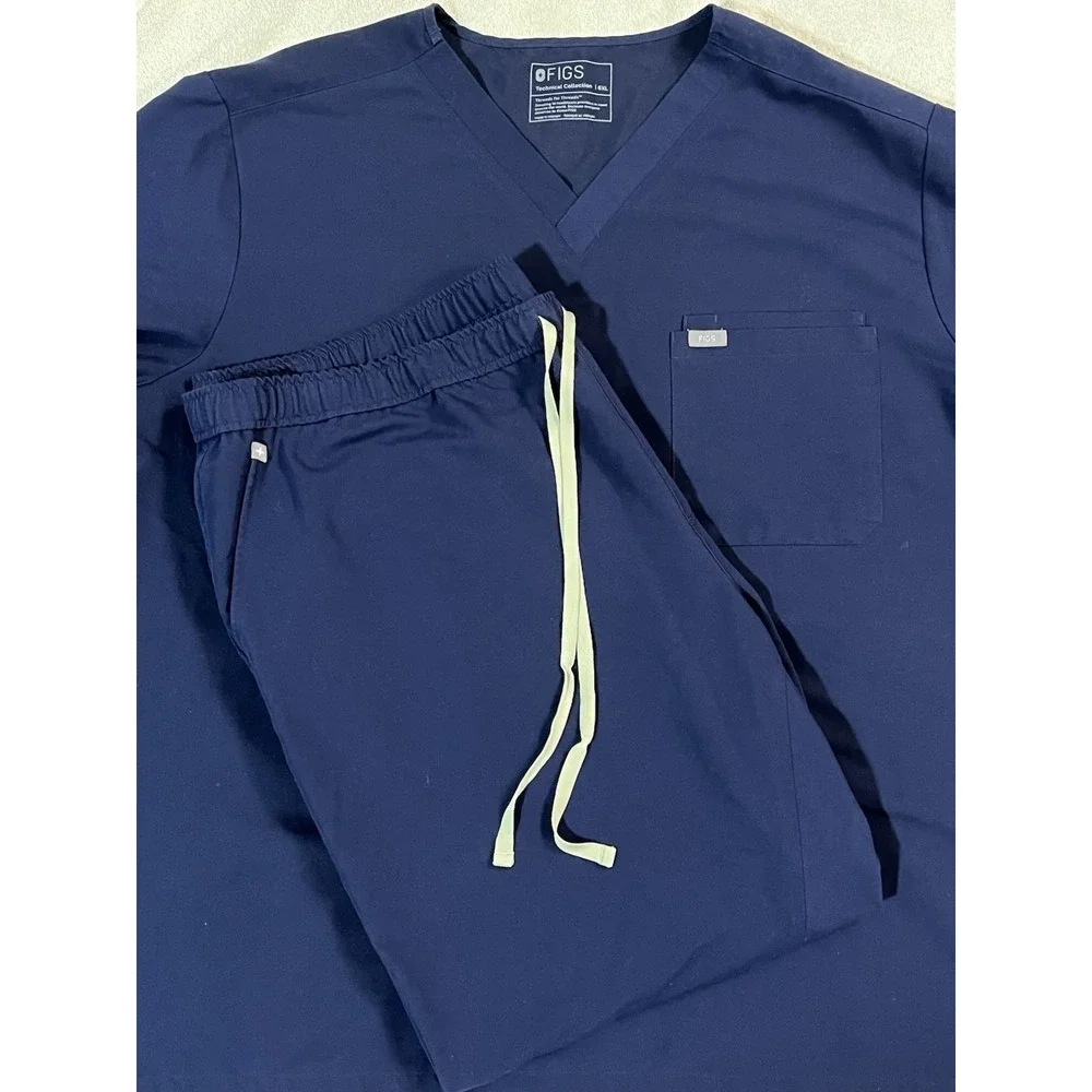 FIGS Leon Three Pocket Scrub Top 6XL Tansen Jogger Pants 5XL/T Navy Scrub Set